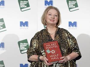 Hilary Mantel winning the Booker Prize for Wolf Hall