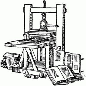 An illustration of Gutenberg's press