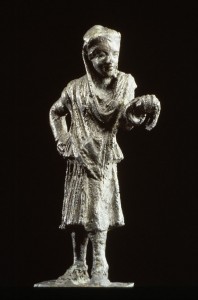 Bronze statue of a Greek actor in female dress