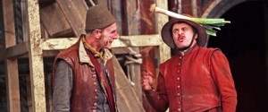 Sam Cox and Pistol and Brendan O'Hea as Fluellen at Shakespeare's Globe. Photo by John Haynes