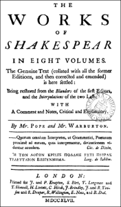 Pope and Warburton's 1747 edition of Shakespeare