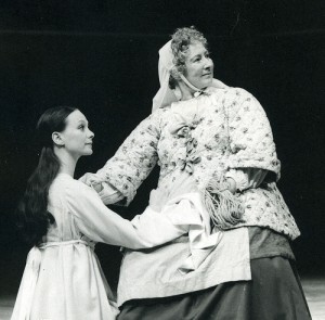 Francesca Annis as Juliet and Marie Kean as the Nurse, Romeo and Juliet, RSC 1976