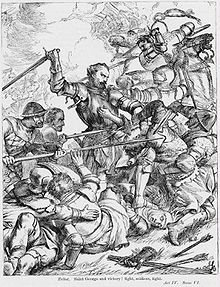 Illustration by H C Selous of Talbot in battle from an 1830 edition of Shakespeare 
