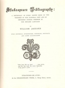 The title page of the Shakespeare Bibliography