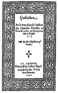 Title page of John Lyly's Galatea
