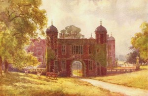 E W Haslehust's painting of the gatehouse at Charlecote House