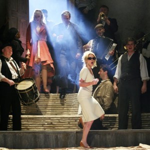 Musicians on stage for The Taming of the Shrew in 2012