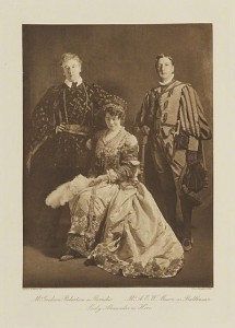 Mr Graham Robertson as Borachio, Mr A Moson as Balthasar and Lady Alexander as Hero, SMNT Ball, 1911