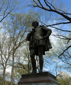 The statue of Shakespeare in Central Park New York
