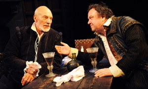 Patrick Stewart as Shakespeare and Richard McCabe as Ben Jonson in Edward Bond's play Bingo