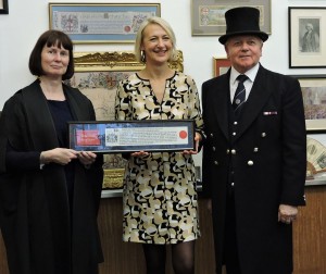 Sharon Little, Freeman of the City of London, with her certificate and officials