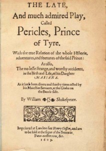 Title page of 1609 Pericles Quarto