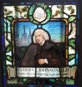 Stained glass window of Johnson, at his house in London