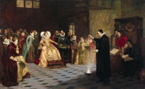 John Dee performing an experiment before Queen Elizabeth I. Oil painting by Henry Gillard Glindoni; Wellcome Library no. 47369i