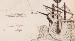 One of John Dee's annotations showing a ship