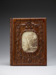 Perry's book on Herne's Oak, bound in carved wood from the fallen tree