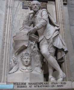 The Shakespeare monument in Poet's Corner